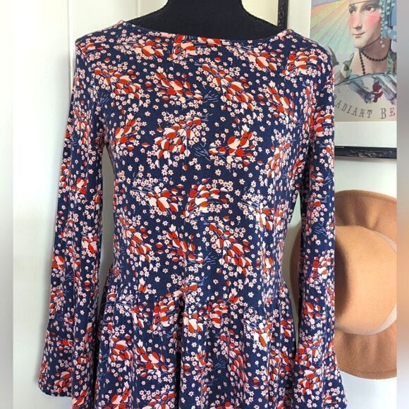 Boden Leaves Floral Preppy Academia Countryside Cottagecore Keyhole Dress 6 - Picture 4 of 14